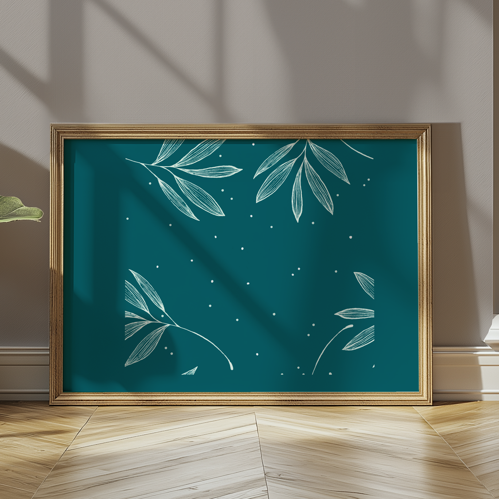 Leaves In Green Blue - Repeat Pattern - Digital File