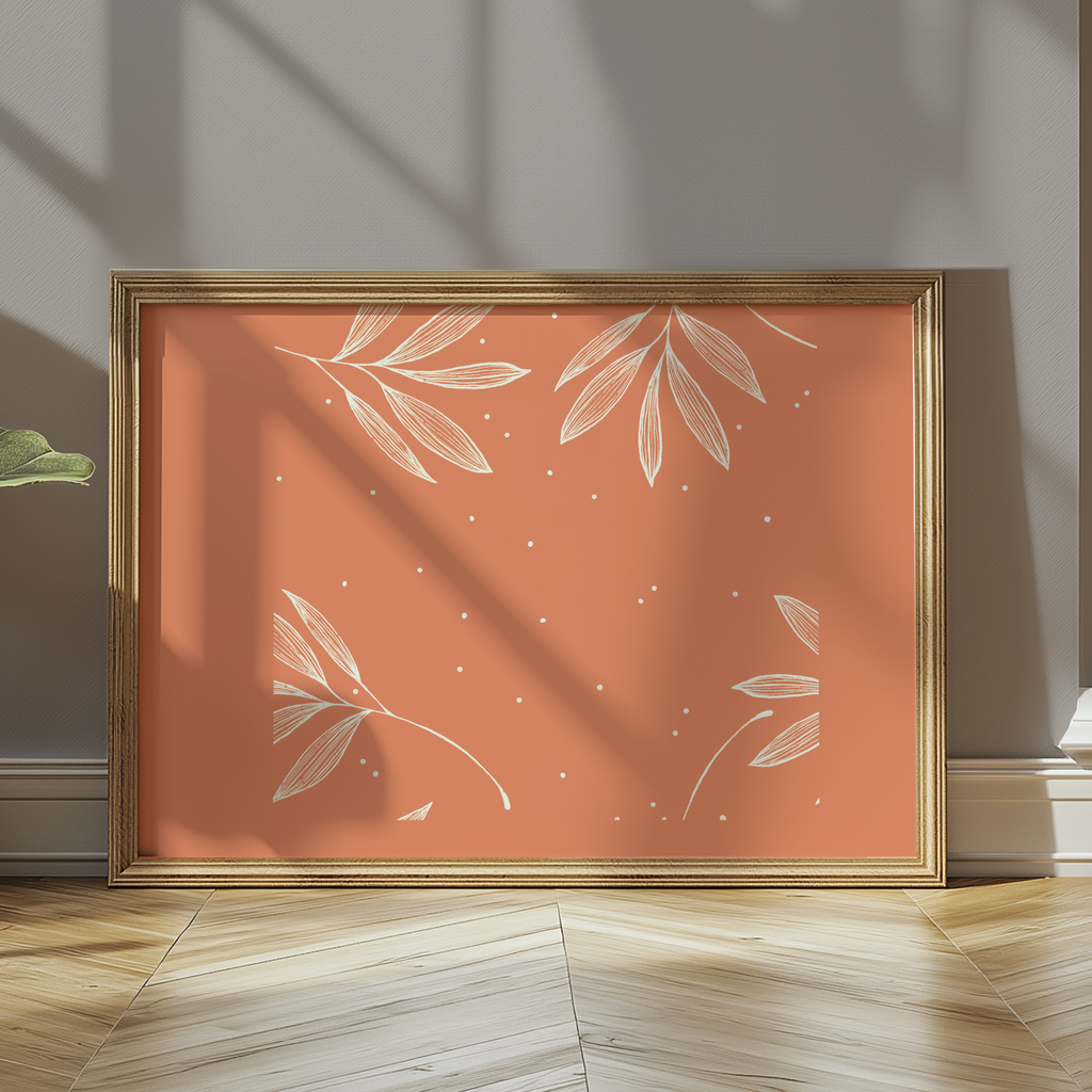 Leaves In Peach - Repeat Pattern - Digital Print