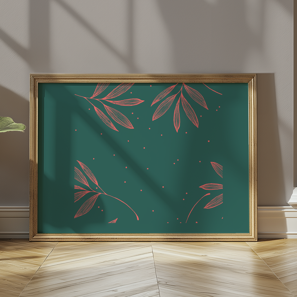 Leaves In Pink Green - Repeat Pattern - Digital File